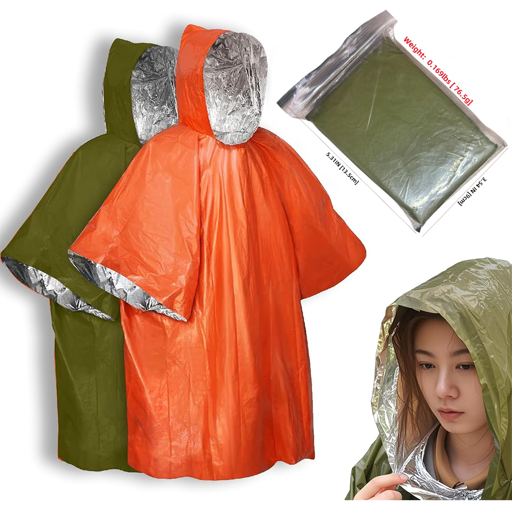 Survival Blanket Reflective - Camping Raincoat Waterproof Survival Emergency Outdoor