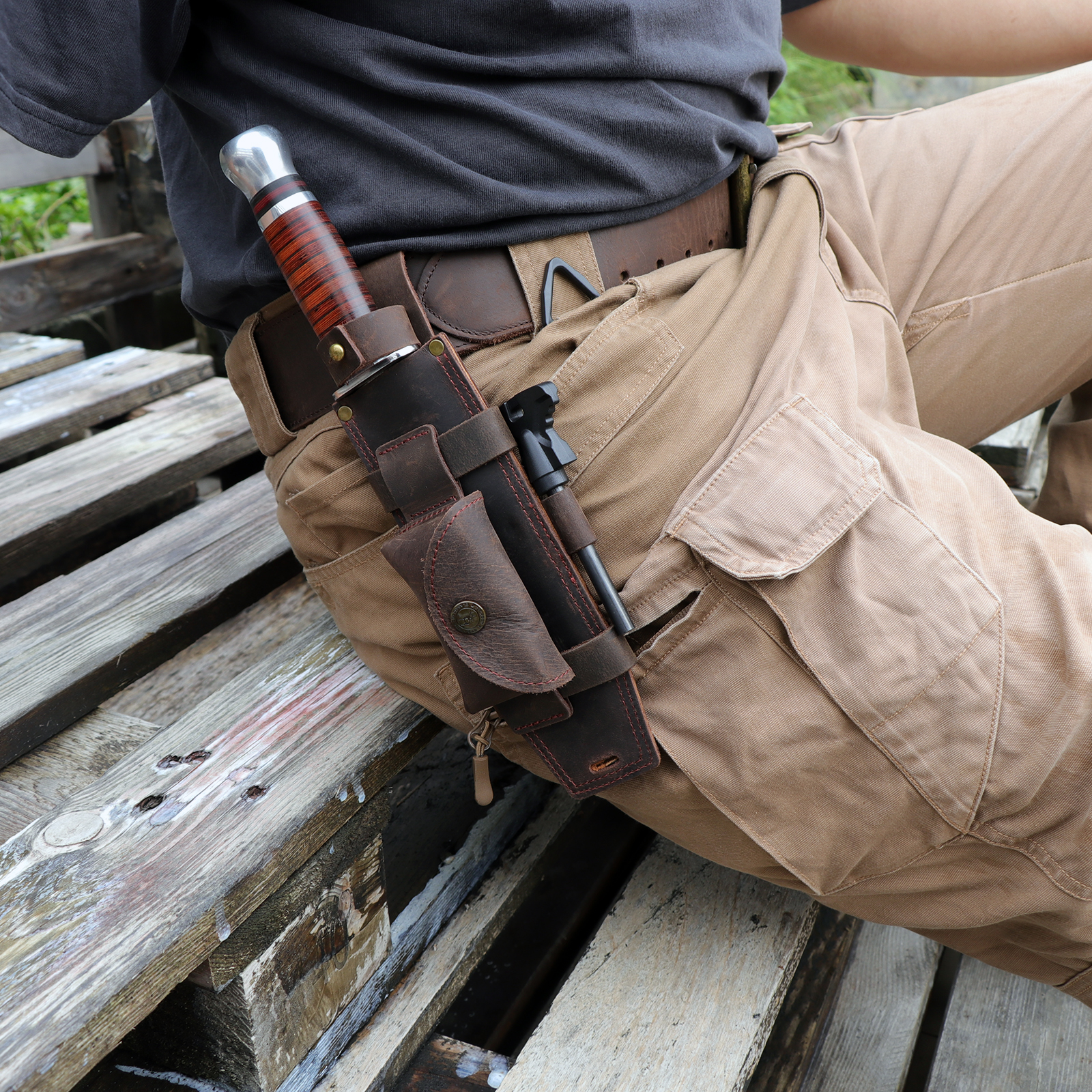 Bushcraft Knife Fixed - Tourbon Camping Leather Knife Sheath Hunting