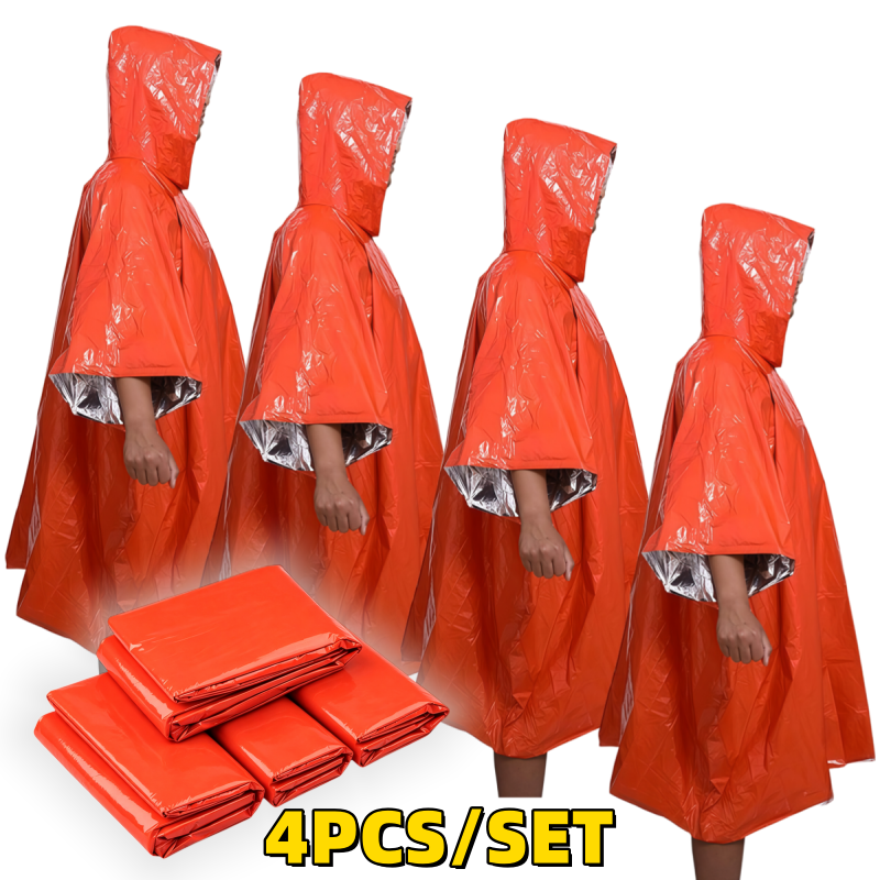Emergency Poncho Rain - 1PC/2PCS/4PCS Emergency Rain Poncho Thermal Foil