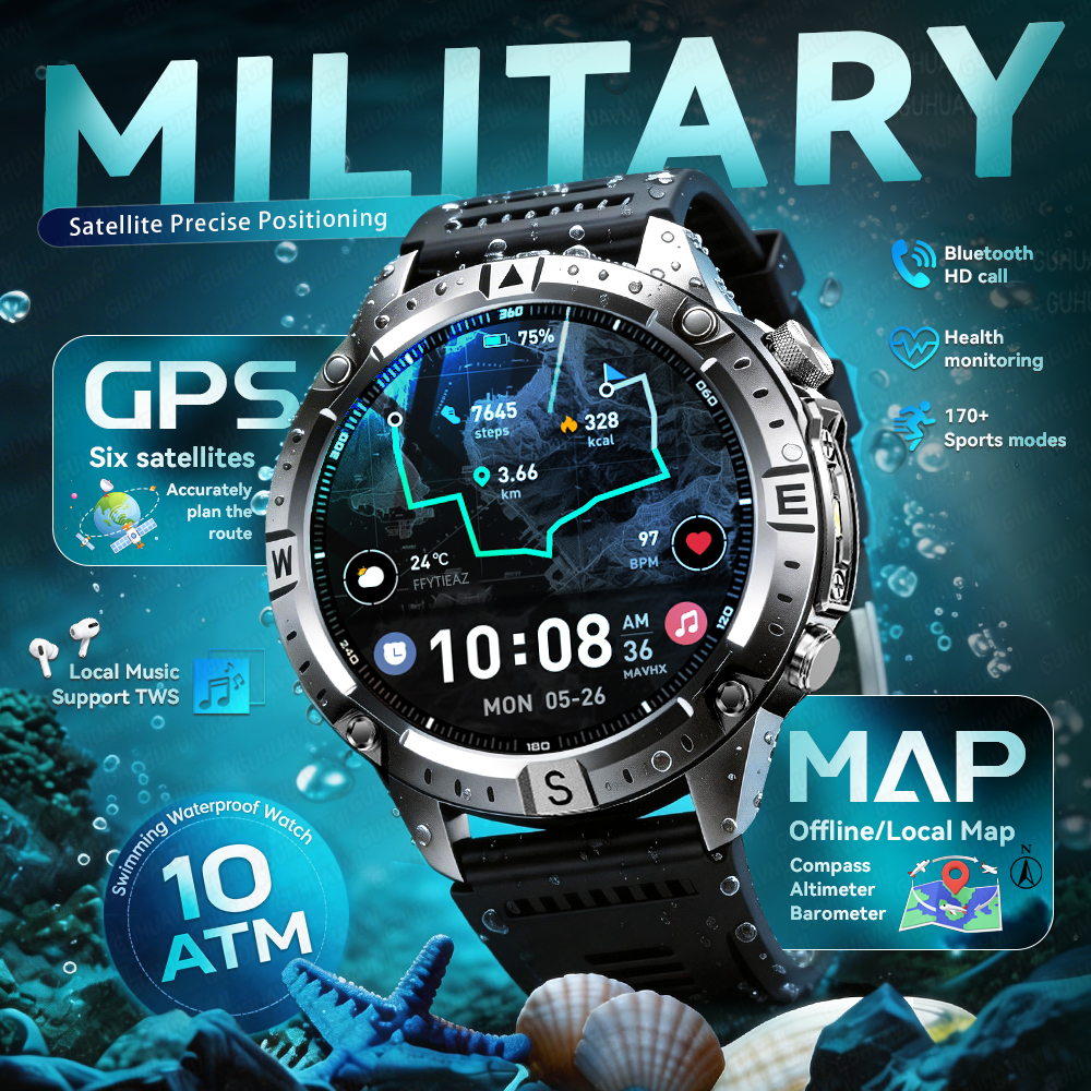 Compass Lensatic - 2026New Military Tank GPS SmartWatch Offline