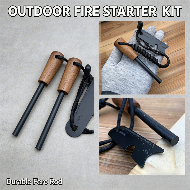Magnesium Fire Starter - 2-in-1 Bushcraft Magnesium Fire Starter Kit,