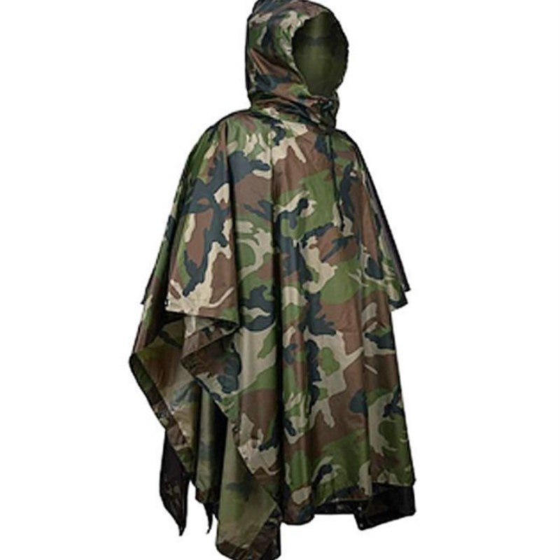 Emergency Poncho Rain - PVC/PU Camouflage Tactical Raincoat Portable Folding