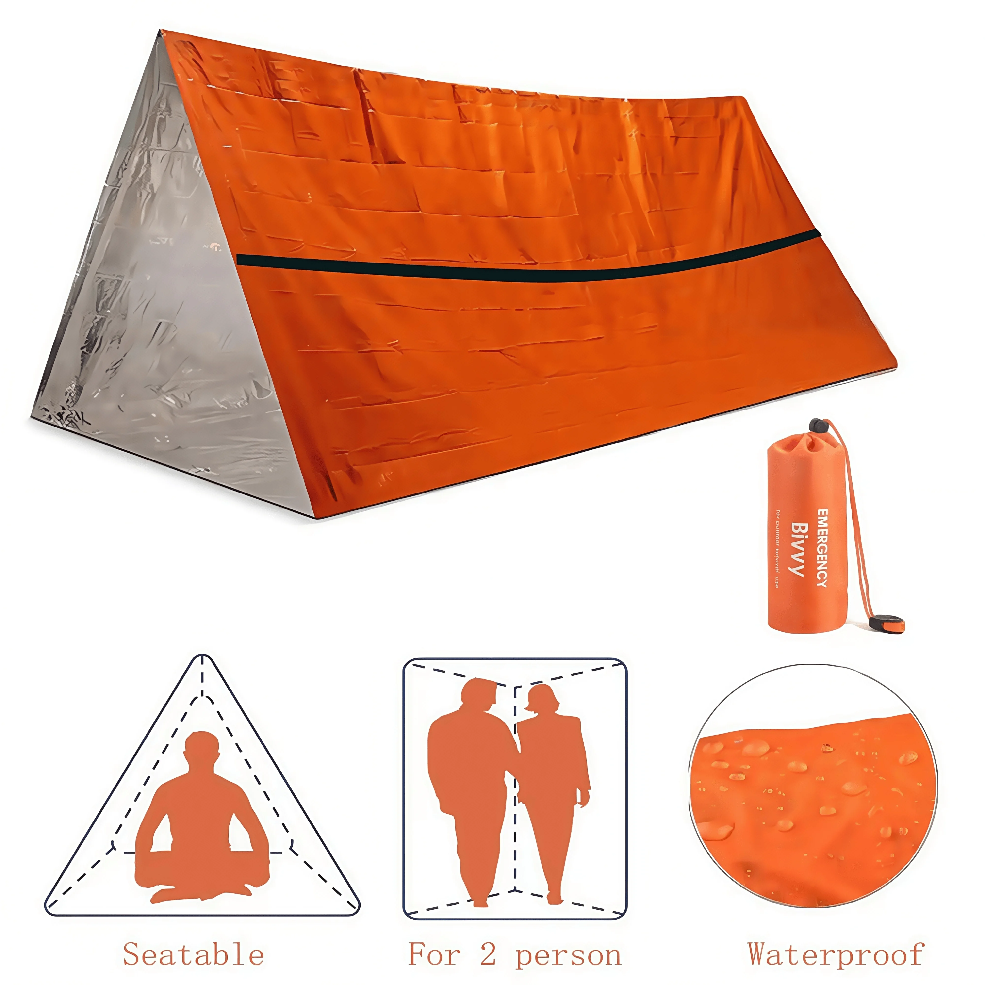 Emergency Mylar Tent - 2-Person Emergency Survival Shelter - Waterproof