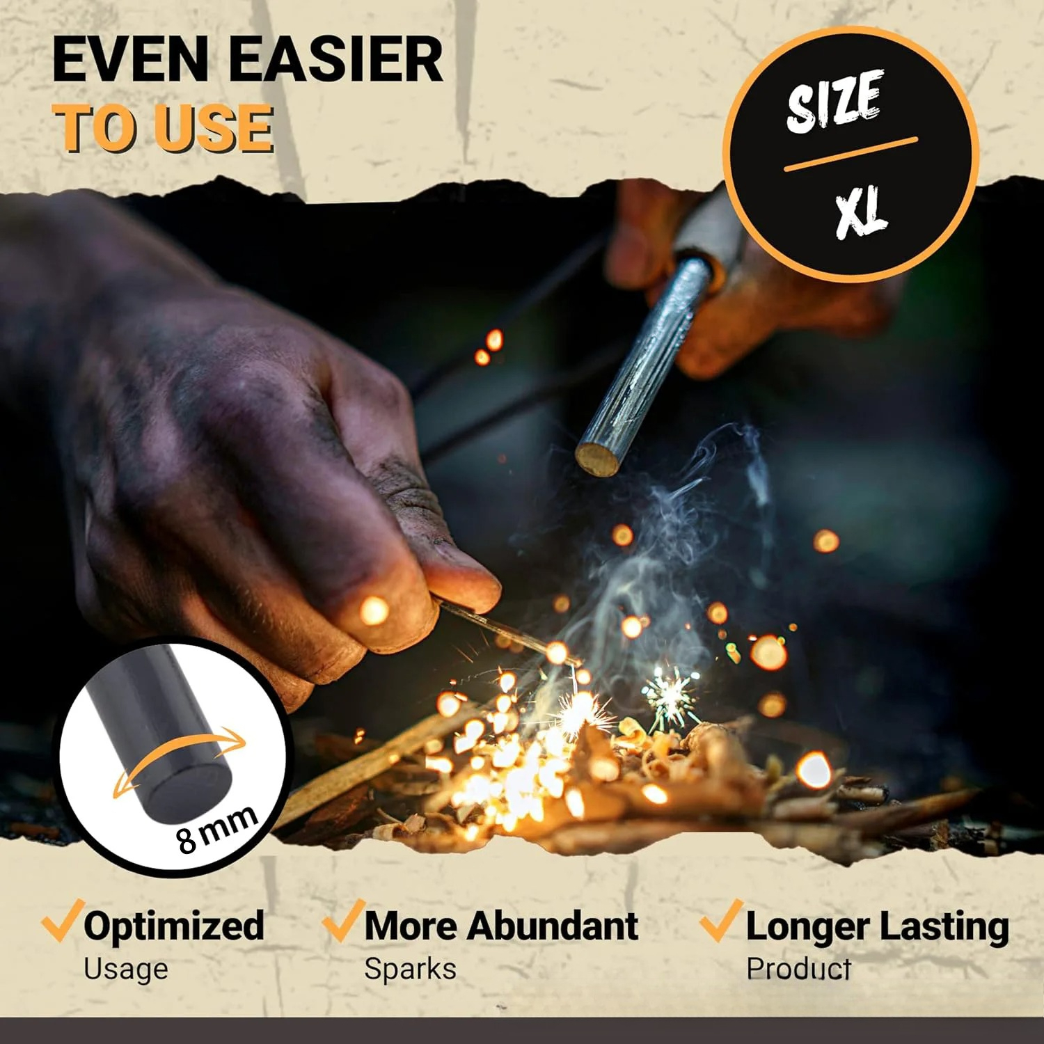 Magnesium Fire Starter - Portable Outdoor Flint and Steel Camping