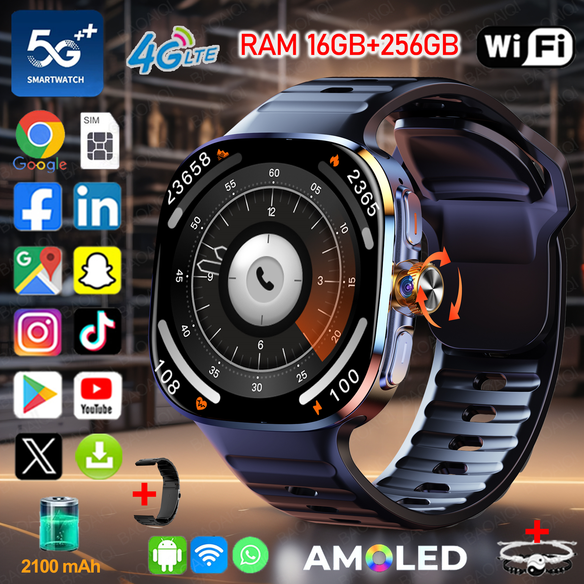 Compass Lensatic - 4G/5G Smartwatch 2.4 inch 720*720 Amoled