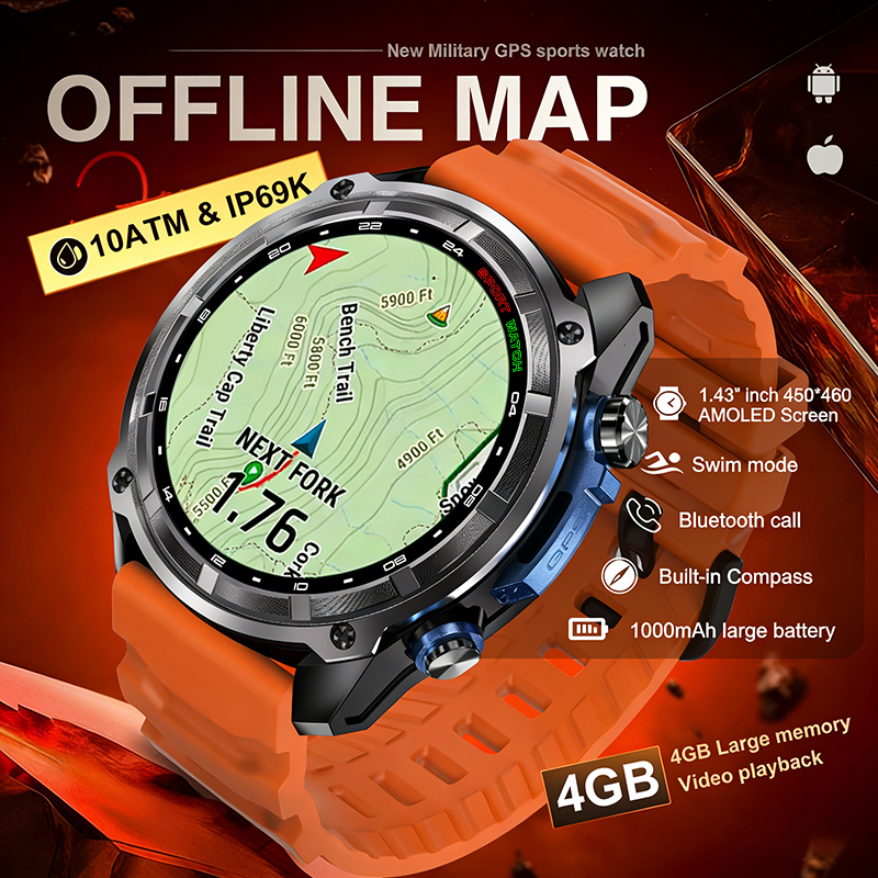 Compass Lensatic - 2026 Military GPS Smartwatch Offline Map