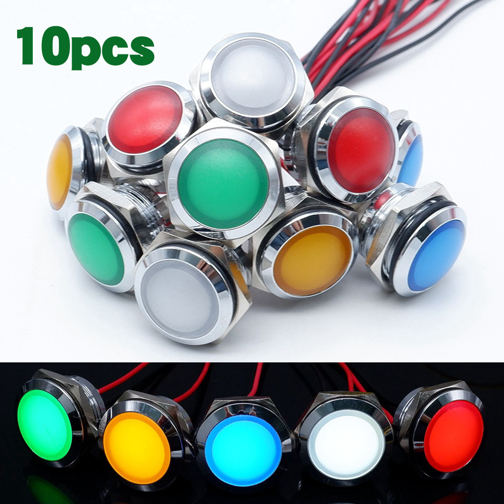 10pcs 12/16/19/22mm Metal LED  - Signal Panel Orange 评论和价格