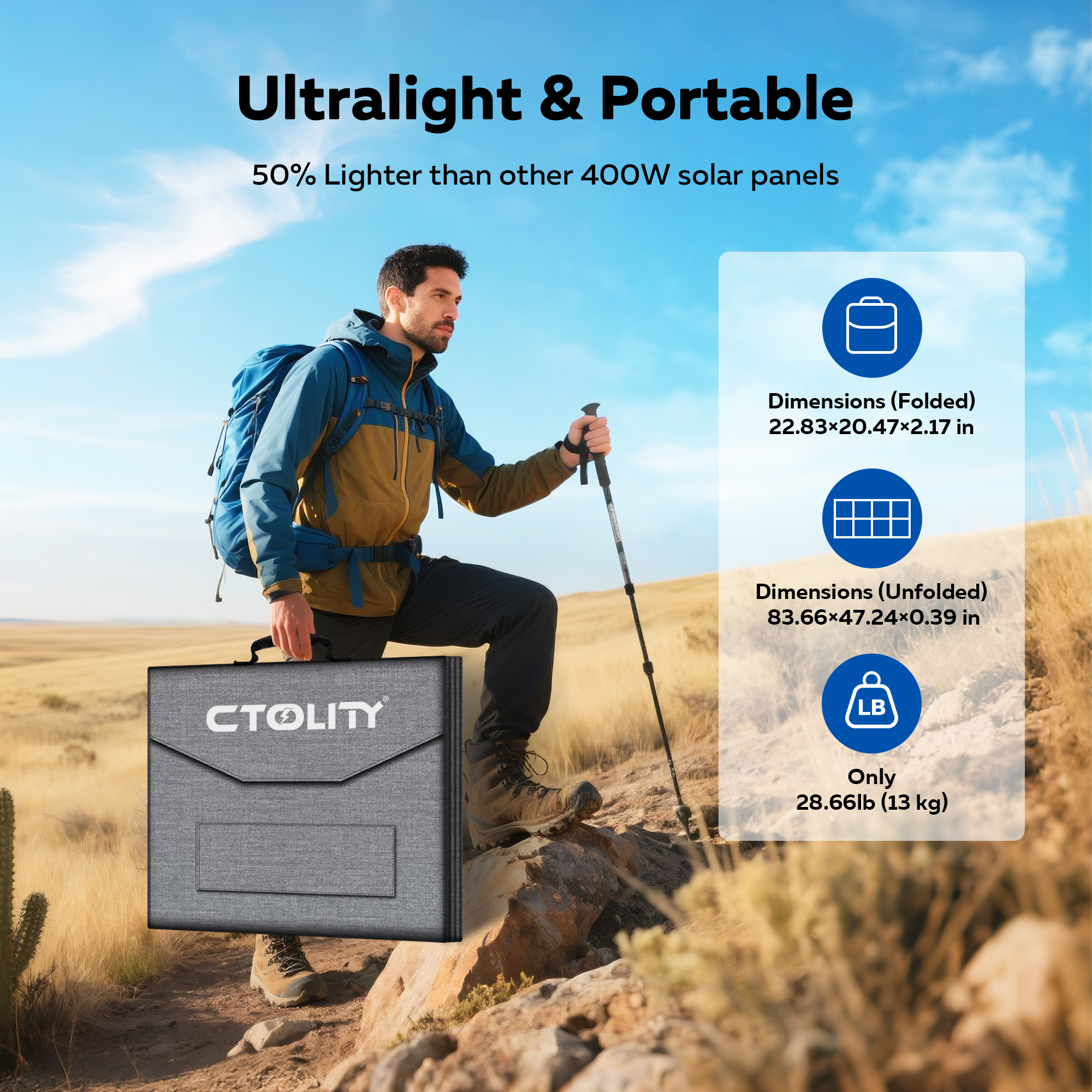 CTOLITY SP400 Portable Solar P - Solar Emergency Charger 评论和价格