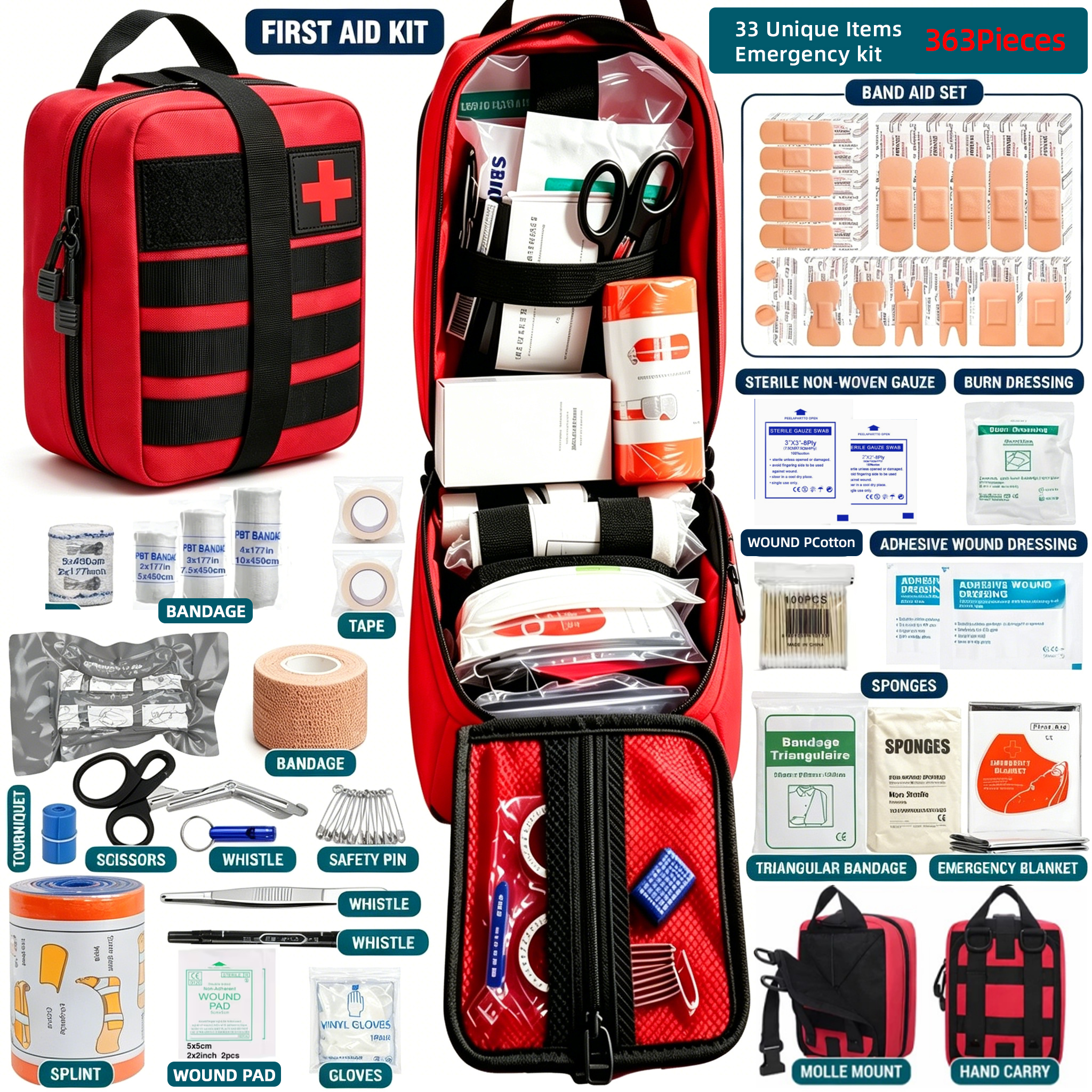 363pcs Portable First Aid Kit  - Bivy Bag Emergency 评论和价格