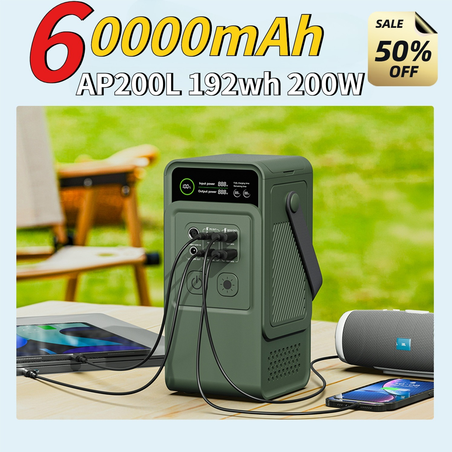 60000mAh 200W 192Wh Camping Po - Solar Emergency Charger 评论和价格