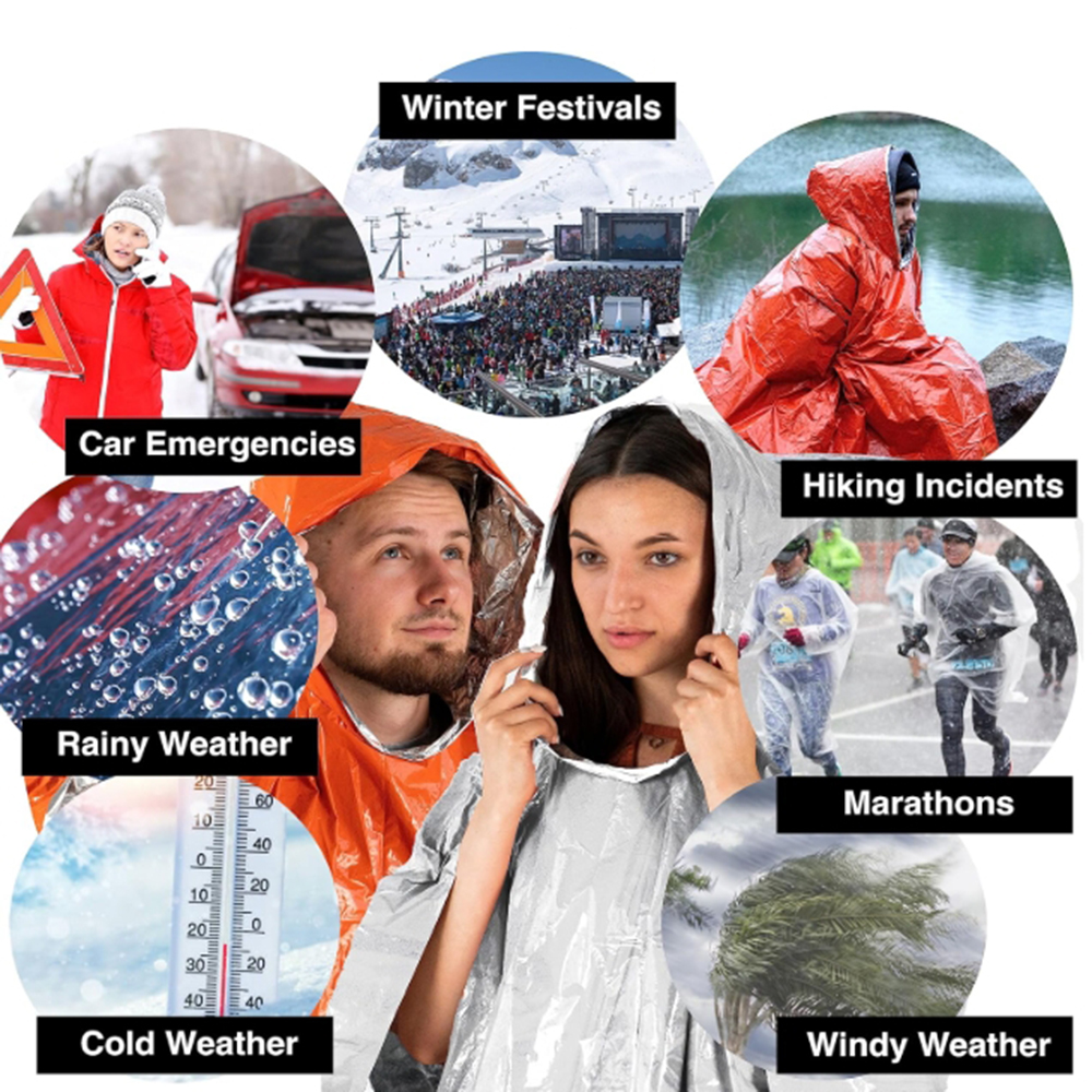 Portable Outdoor Emergency Rai - Emergency Poncho Rain 评论和价格