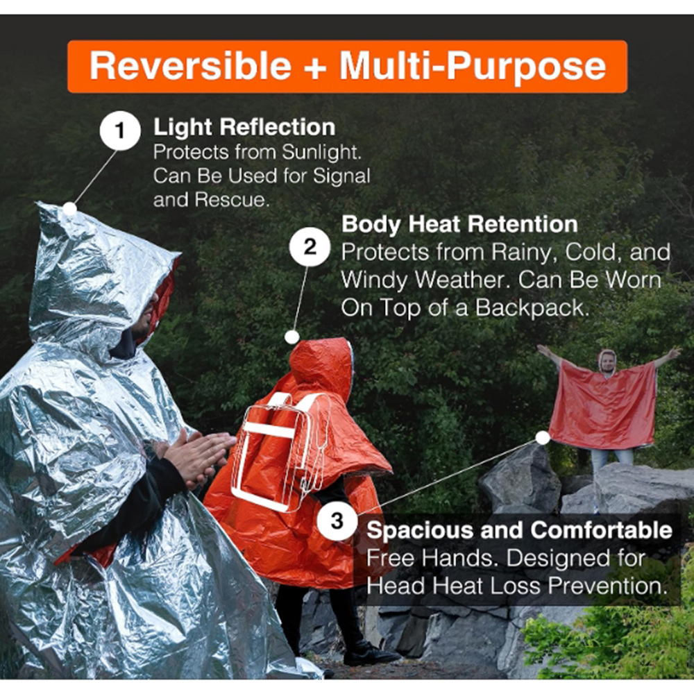 Portable Outdoor Emergency Rai - Emergency Poncho Rain 评论和价格