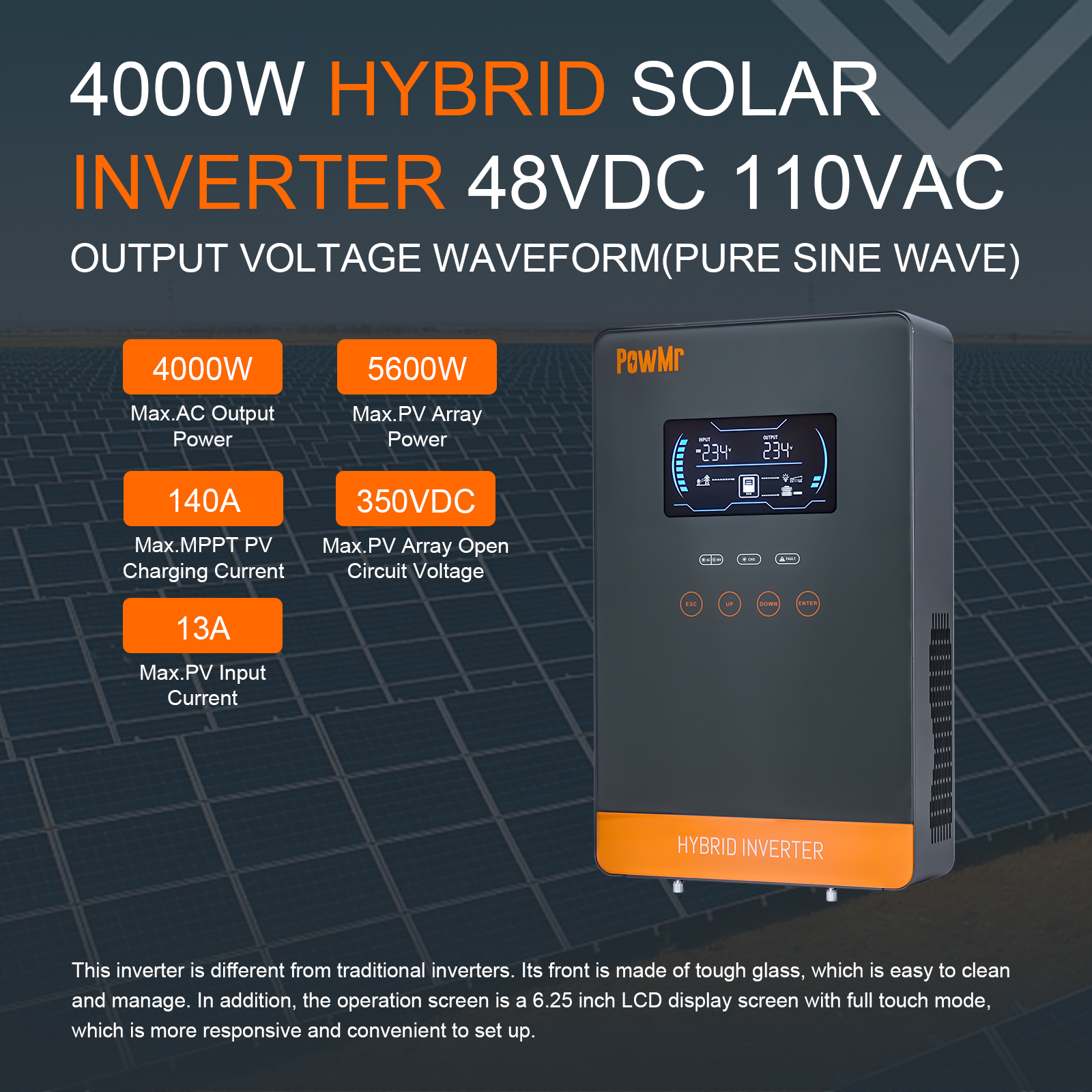 PowMr USA 4000W 24V Hybrid Sol - Solar Emergency Charger 评论和价格
