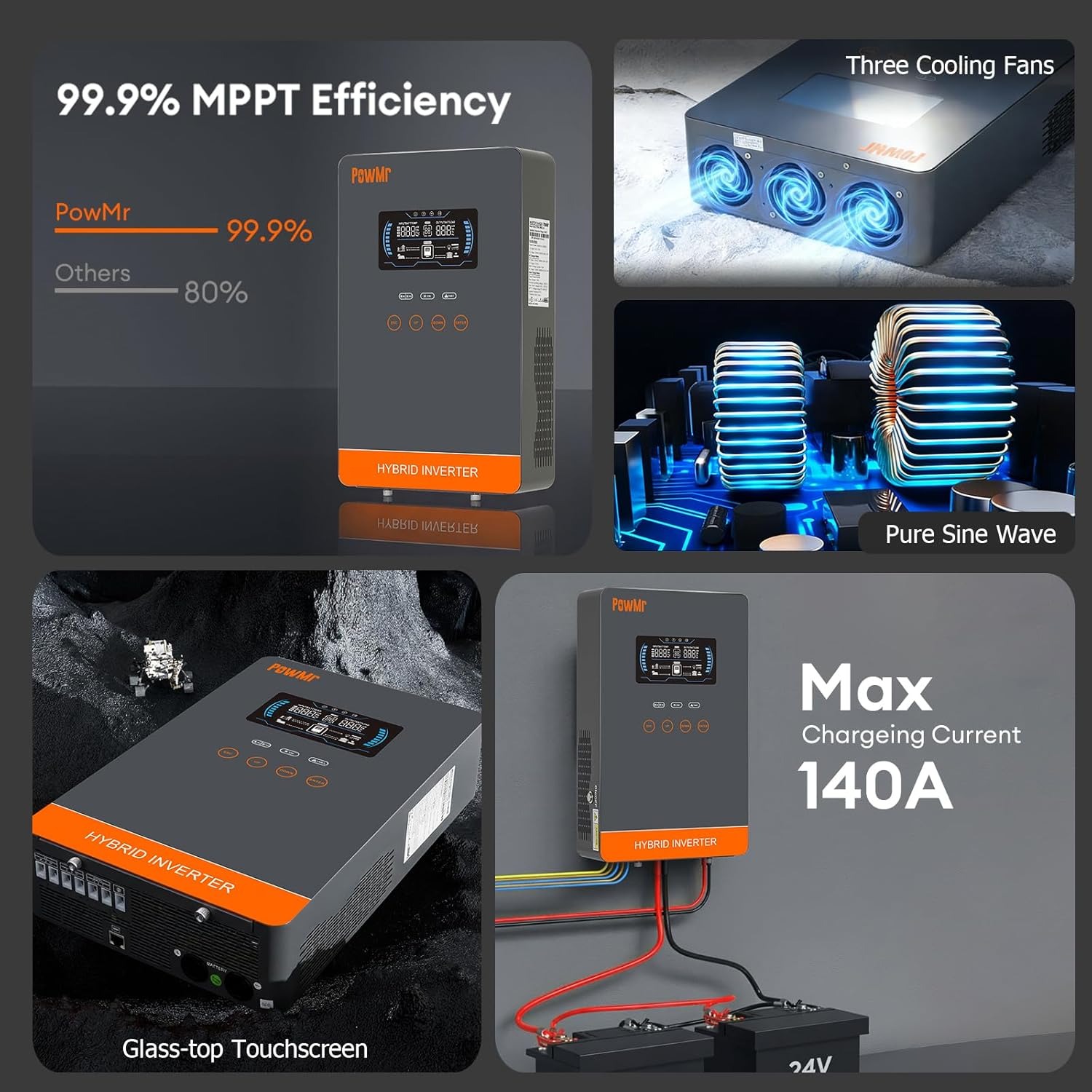 PowMr USA 4000W 24V Hybrid Sol - Solar Emergency Charger 评论和价格