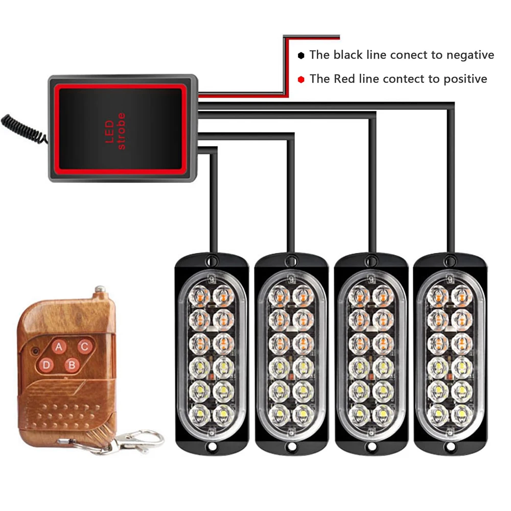 4x12 LED Remote Control Car St - Sos Light Strobe 评论和价格