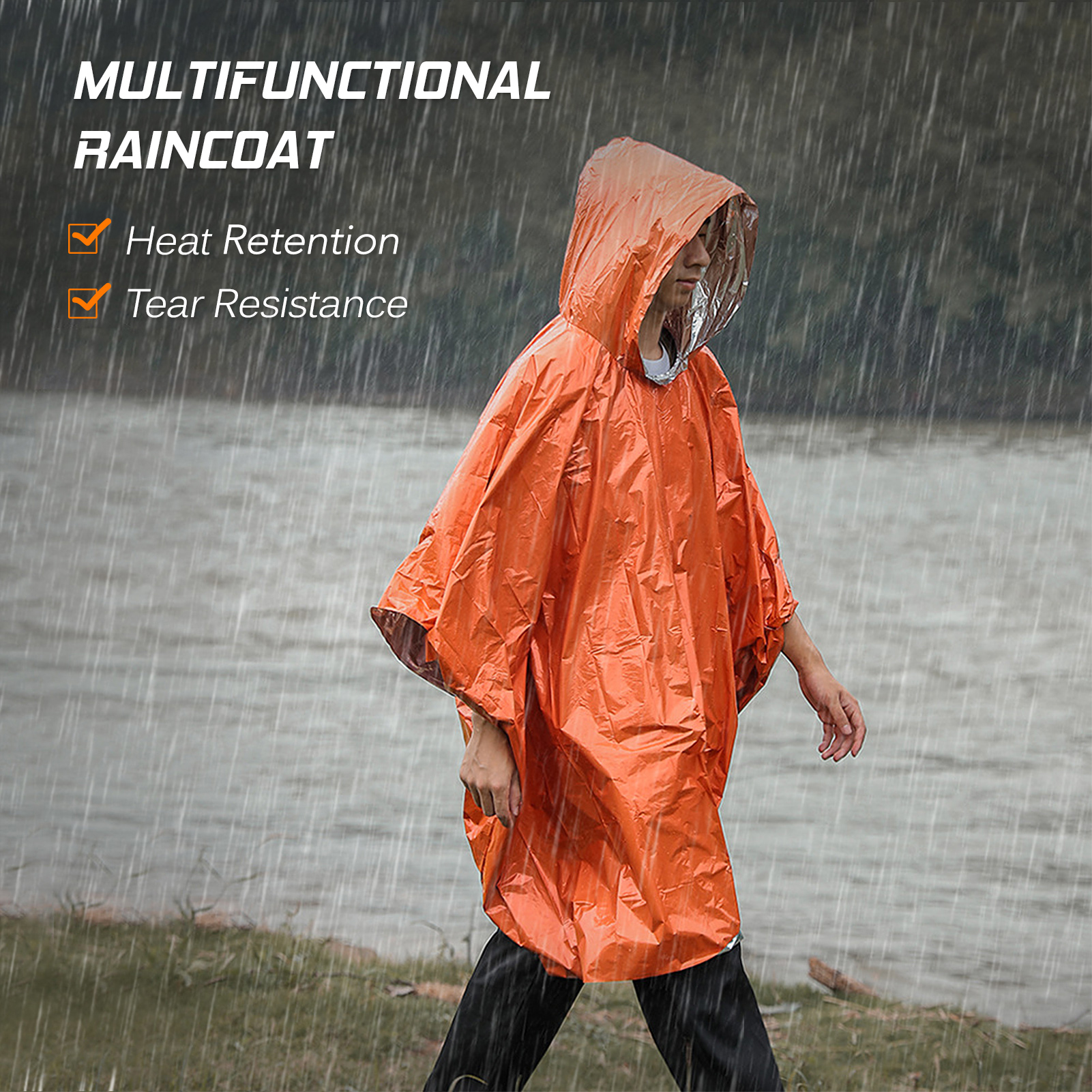 Emergency Rain Poncho Thermal  - Emergency Poncho Rain 评论和价格