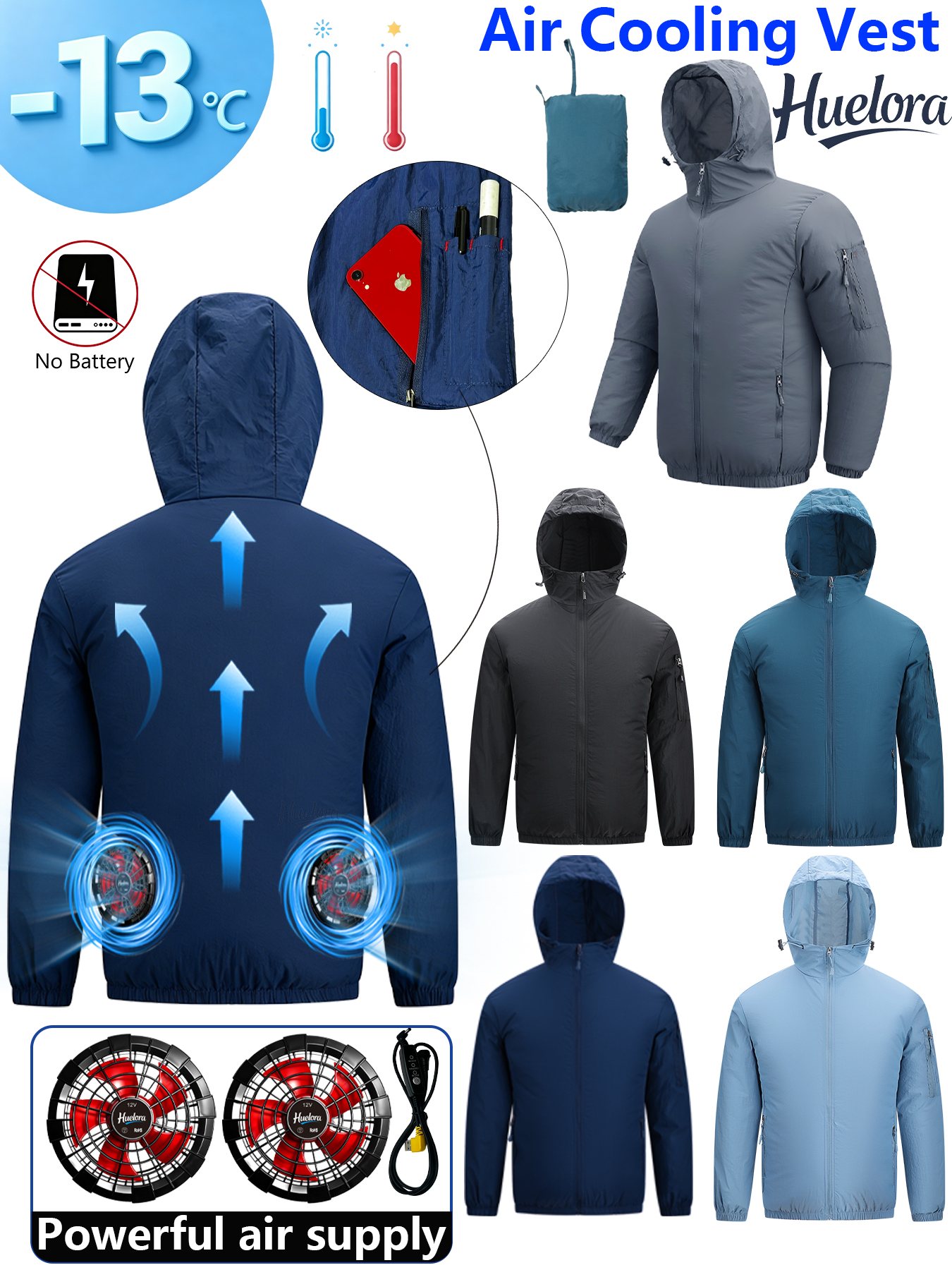 Men's Hooded USB Cooling Jacke - Fishing Kit Compact 评论和价格