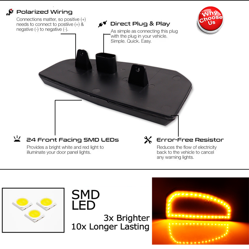 2pcs Switchback LED Side Mirro - Signal Panel Orange 评论和价格