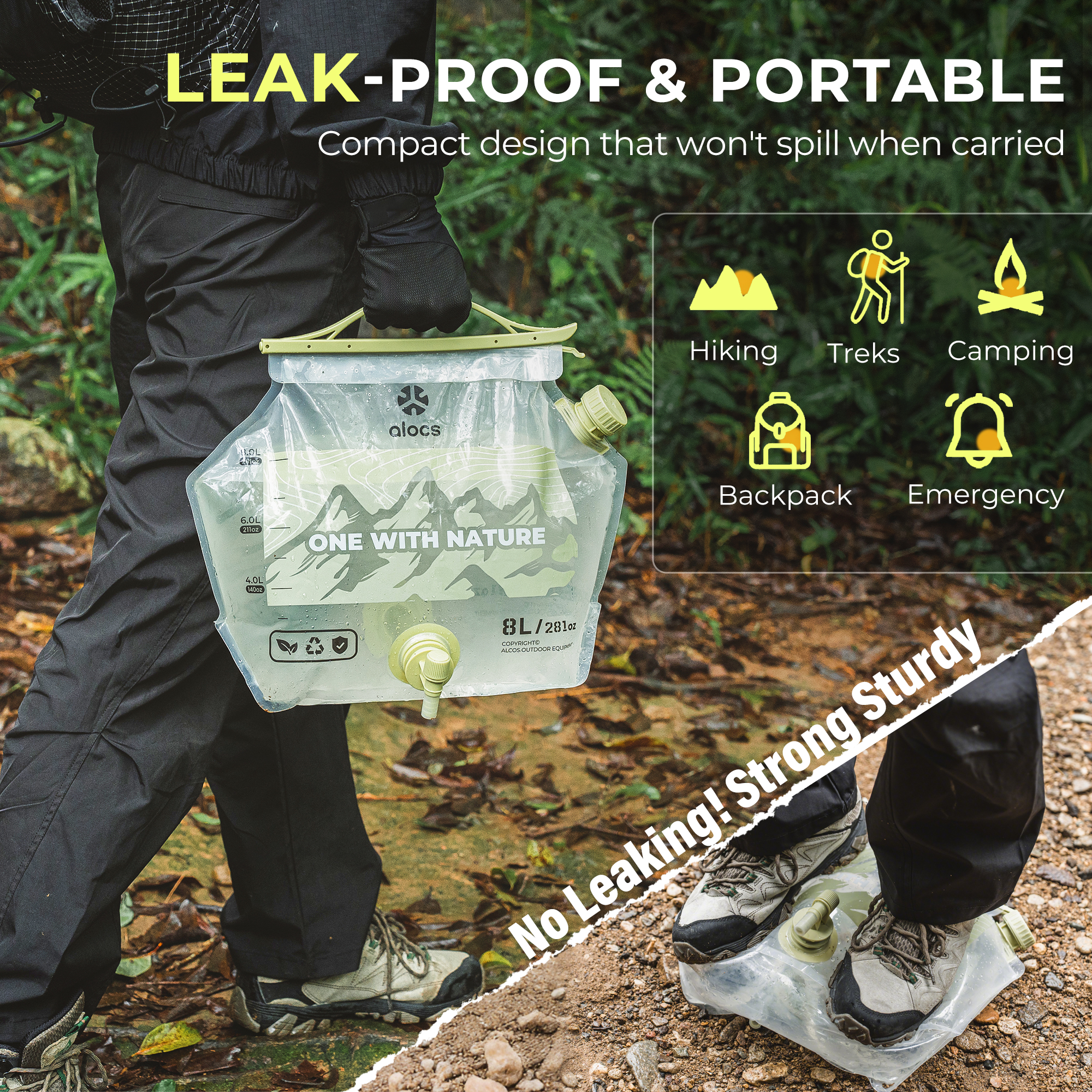 8L ALOCS Camping Water Bladder - Water Bag Collapsible 评论和价格