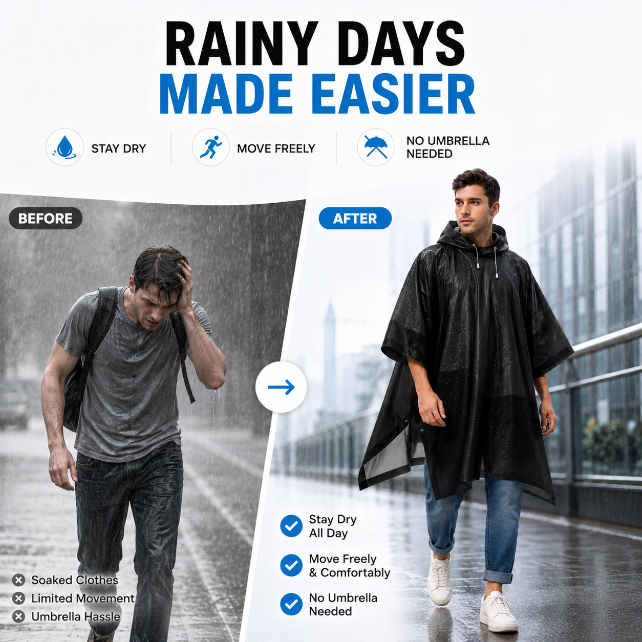 3 in 1 Waterproof Outdoor Ponc - Emergency Poncho Rain 评论和价格