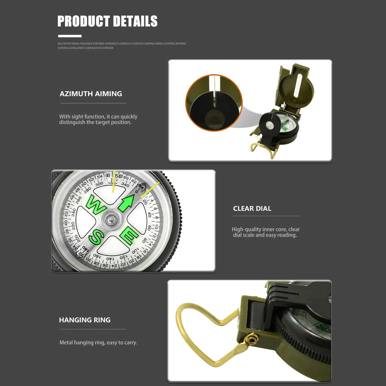 Portable Multi-functional Phos - Compass Lensatic 评论和价格