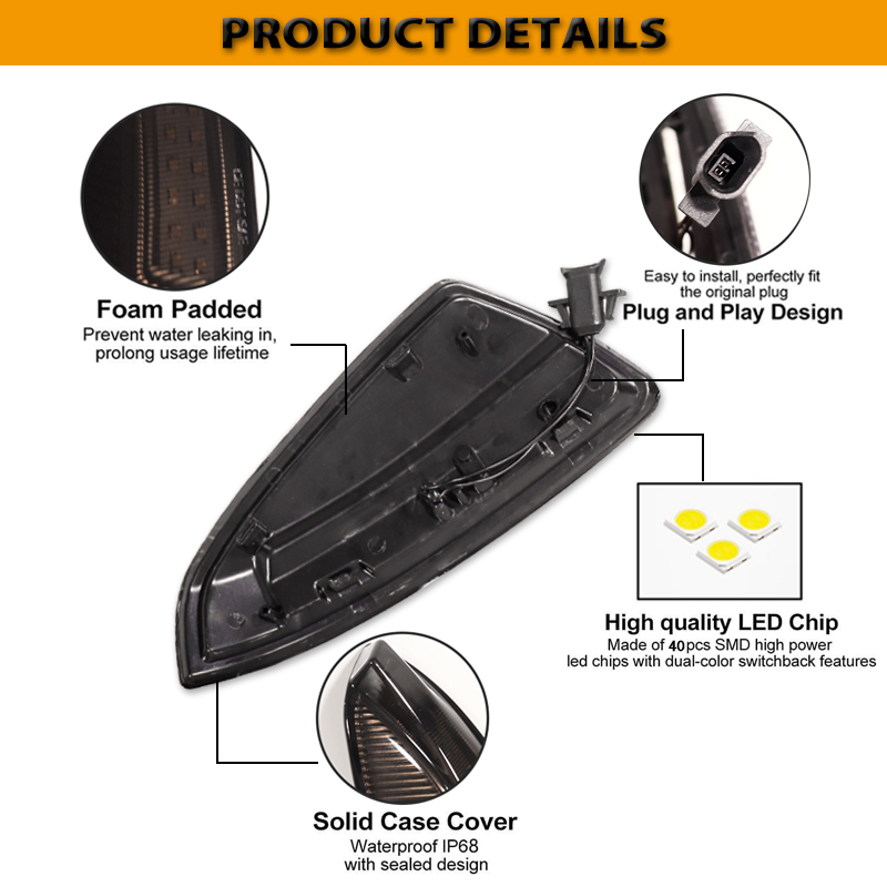 LED Dynamic Turn Signal Light  - Signal Panel Orange 评论和价格