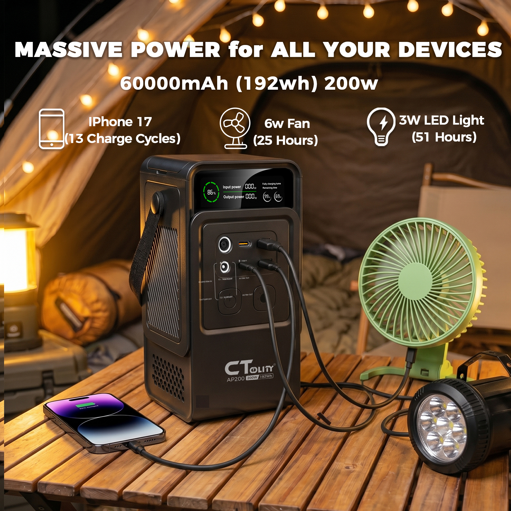 CTOLITY AP200 AP1000 Black sty - Solar Emergency Charger 评论和价格