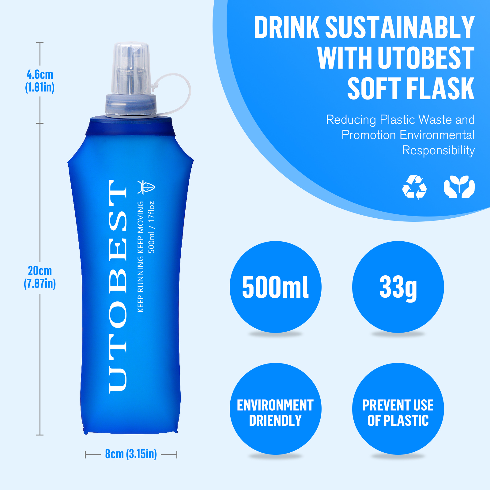 UTOBEST 250ml 350ml 500ml Soft - Water Bag Collapsible 评论和价格