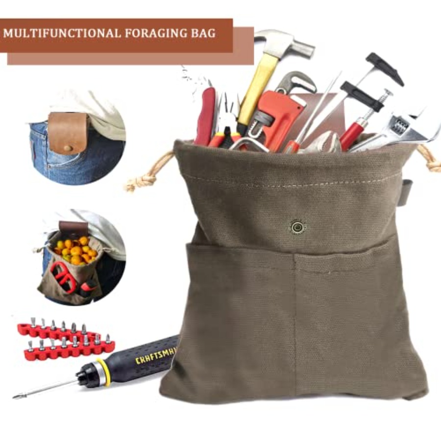 Foraging Pouch Leather Canvas  - Water Bag Collapsible 评论和价格