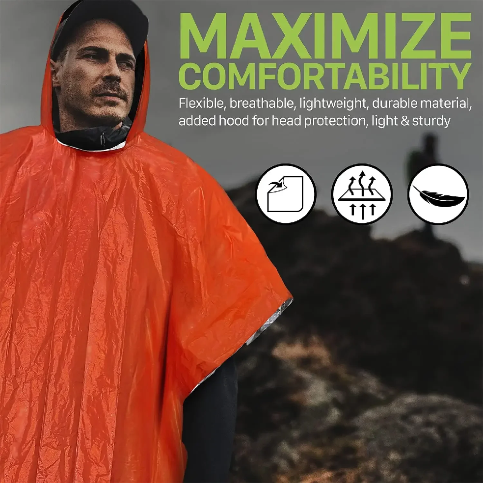Emergency Rain Poncho Hood Reu - Emergency Poncho Rain 评论和价格