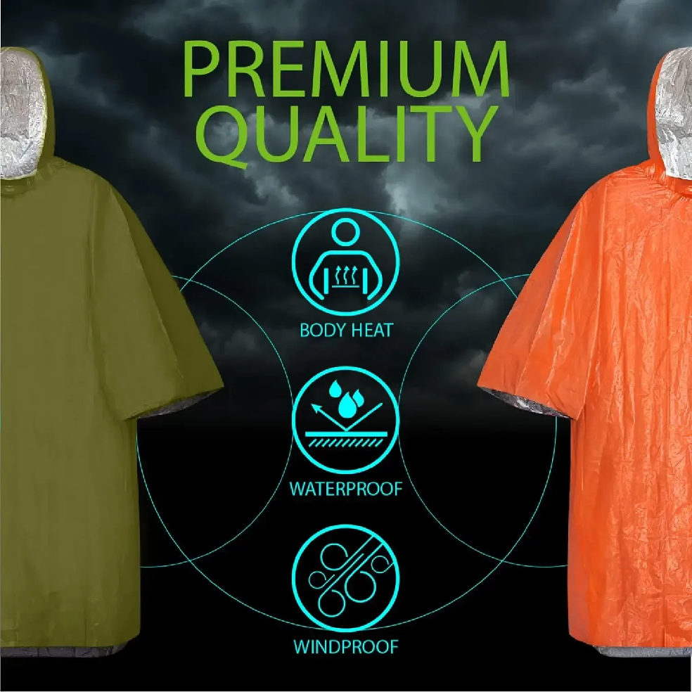 Emergency Rain Poncho Hood Reu - Emergency Poncho Rain 评论和价格